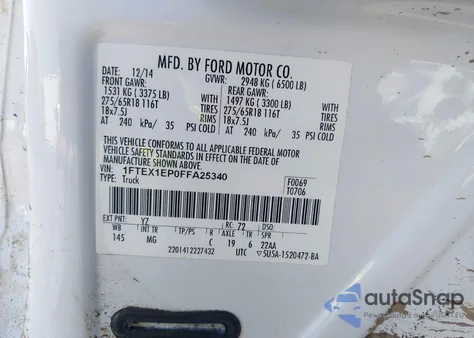 2015 Ford F150 Super Cab from USA, damaged, VIN 1FTEX1EP0FFA25340